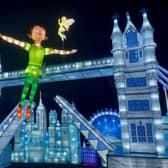The Peter Pan installation at Gulliver's Land of Lights in Milton Keynes