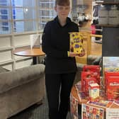 Niamh Kennedy show off some of the donated Easter eggs