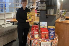Niamh Kennedy show off some of the donated Easter eggs