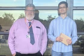 James Adi with department head Clifford Clarke at Milton Keynes College