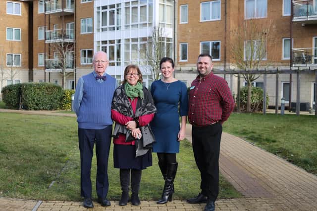 The Radio 4 show as broadcast live from Shenley Wood Retirement Village. Pictured are David Tunney, Carolyn Atkinson, Kathryn Smith, and village manager Mark Penton