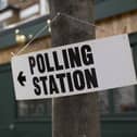 A polling station sign