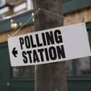 A polling station sign