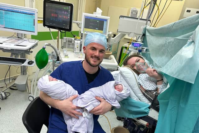 Ashleigh and Dan welcome their new twin girls.