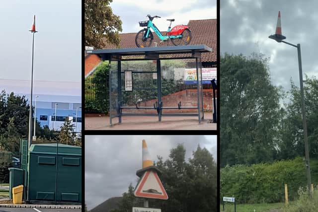 Traffic cones, bikes and scooters are appearing in very unlikely places in Milton Keynes - thanks to am mysterious 'Cone Master'