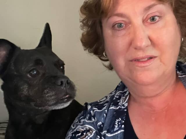 Lib Dem Councillor Jane Carr pictured with her dog. She is calling on food banks and charities to help struggling pet owners in Milton Keynes
