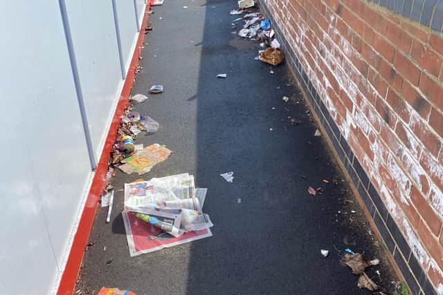Litter around the supermarket