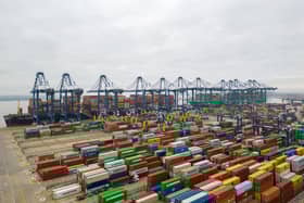 Thousands of shipping containers at the Port of Felixstowe in Suffolk