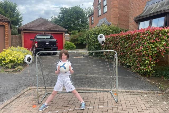Saoirse challenged people to get a goal past her to raise cash for Camphill Mk charity