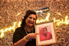 Naseem Khan with an image of her mother - 'launching the channel is a tribute to her'