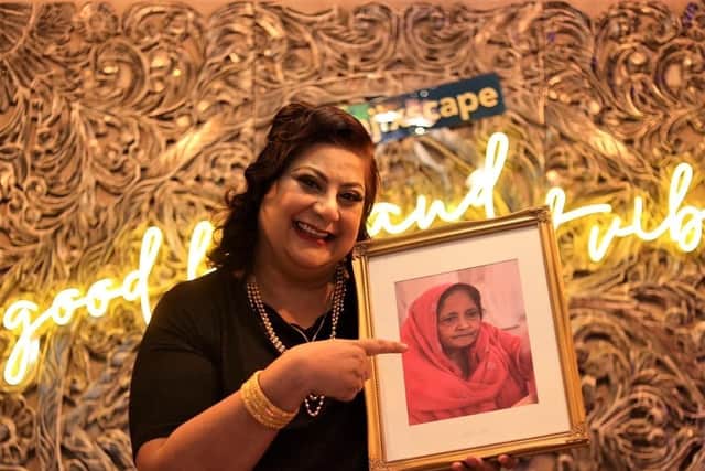 Naseem Khan with an image of her mother - 'launching the channel is a tribute to her'