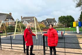 Councillors Zoe Nolan and Shanika Mahendran at the new Holy Thorn Lane play area