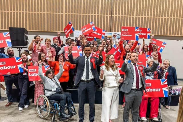 MK's three new Labour MPs celebrate their victory at the election count