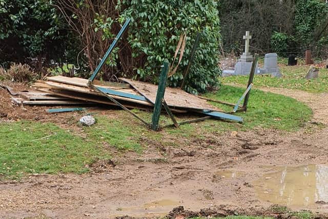 Debris and tools had been left strewn across a wide area close to graves