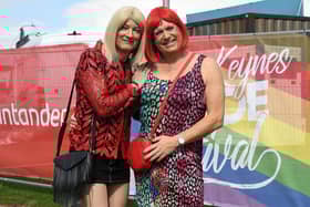 People dressed in rainbow colours to celebrate