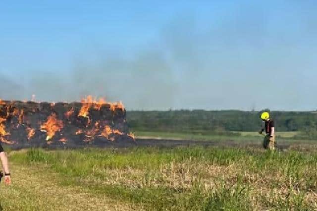 Around 75,000sq m of the field was ablaze