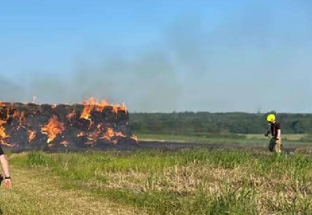 Around 75,000sq m of the field was ablaze