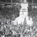 There was a magbificent turnout for the swtiching on of the Christmas lights in CMK in 1982. Were you there to see the giant snowman?