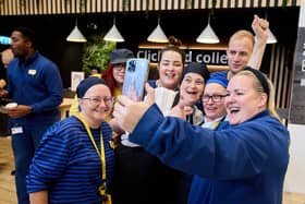 IKEA staff celebrate after hearing news of their bonus