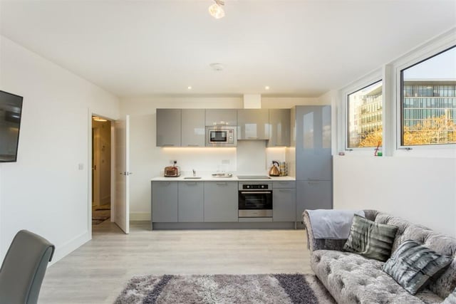 The apartment offers open plan living