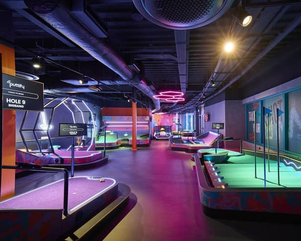 The Entertainment Hive at Woburn Forest is a buzzing new hi-tech venue. Puttify is a fresh take on mini-golf. Photo: Center Parcs Woburn Forest