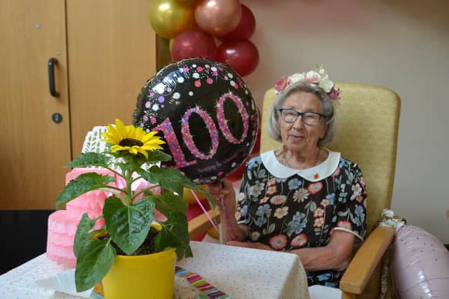 Louise Marshall celebrating her 100th birthday