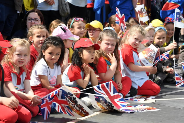 Youngsters were among hundreds who lines the parade route from CMK to MK Rose at Campbell Park