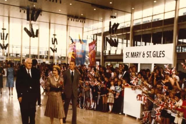 Cheering crowds greeted the Queen and Prince Philip when they visited the newly-built MK shopping centre in 1979