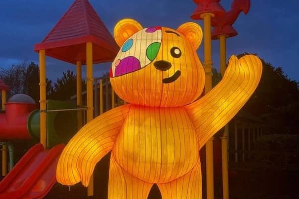 The Pudsey Bear lantern which will feature as part of Land of Lights at Gulliver’s World to help raise money for this year’s BBC Children in Need