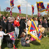 Tibetan flags were flying