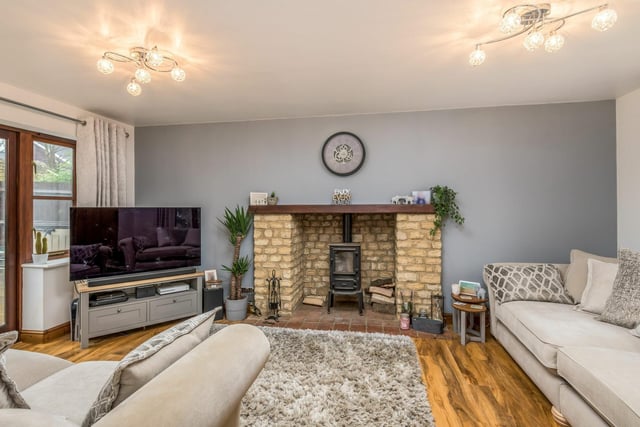 The sitting room boasts a combination of character features and modern interiors