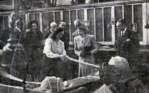 The Queen during an early visit to Wolverton Works to see the Royal Train