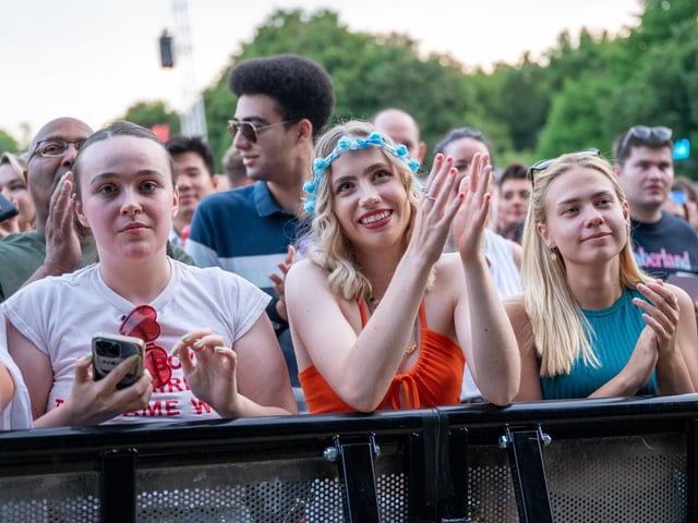 Fans inside Campbell Park in Milton Keynes on July 17, 2022. Photo by David Jackson.