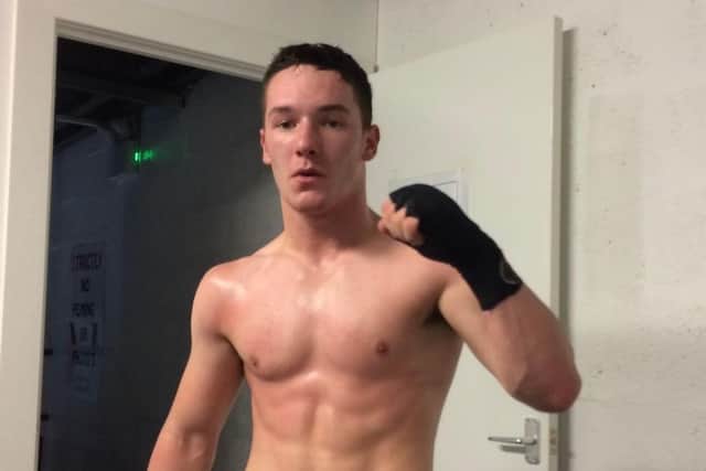 Callum aged 17 as a young boxer at the Bletchley club