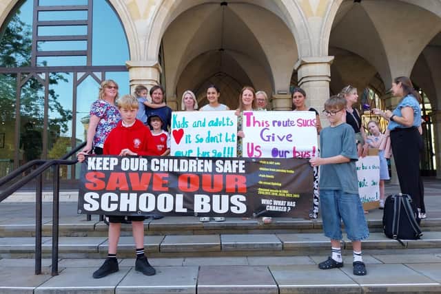 Families demonstrating outside the Northampton Guildhall, ahead of presenting a petition to full council. Photo: Nadia Lincoln LDRS