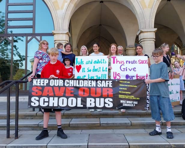 Families demonstrating outside the Northampton Guildhall, ahead of presenting a petition to full council. Photo: Nadia Lincoln LDRS