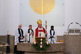 Bishop Dave ends the welcome service, by giving those gathered the blessing.