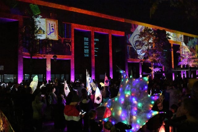 The library was illuminated