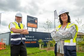Bellway's Peter Bourne and Lindsey Davenport at the Whitehouse Park site in Milton Keynes,
