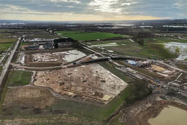 Drone Over MK took photos showing the progress of the new MK East development, which has necessitated the lengthy A509 closure