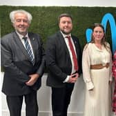 Milton Keynes City Council is showing cross-party support for the White Ribbon campaign; pictured from left are Cllr David Hopkins, Council Leader, Cllr Pete Marland, Cllr Emily Darlington Cllr Shanika Mahendran, and Cllr Robin Bradburn