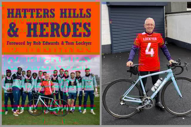 Mark's book, and him outside the Kenilworth Road ground. Picture: Mark Crowther