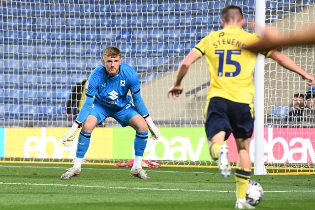 Made this important save from Fin Stevens to keep Dons in front in an impressive debut for the club.