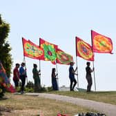 Colourful flags were waived