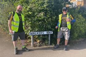 Rich (left) and Goddo (right) are walking 65 miles past London Stadiums for autism charity.