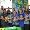 Nurses on the children's ward with the MK Dons visitors