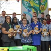 Nurses on the children's ward with the MK Dons visitors