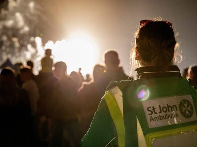 A St John Ambulance volunteer at a fireworks display