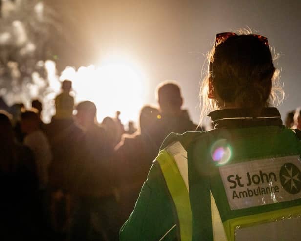 A St John Ambulance volunteer at a fireworks display