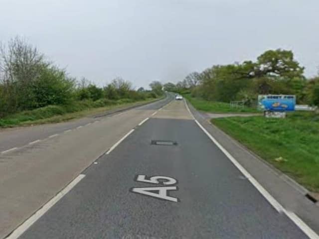 The woman was seen walking on the A5 near Hobby Fish but was found safe and well.